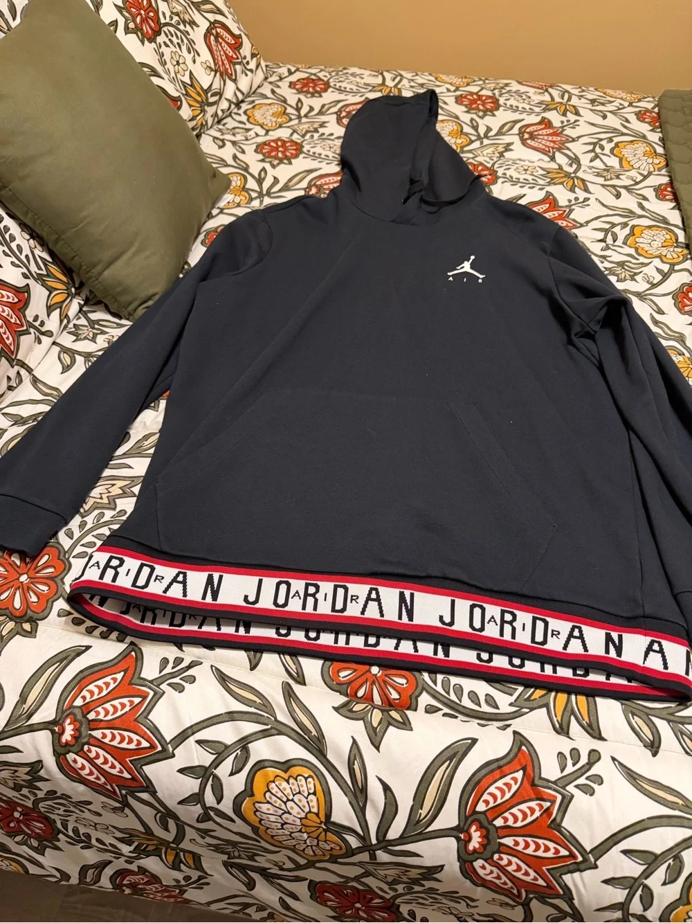 Jordan Black Hoodie and Track Pants with White Jumpman and Red Trim